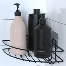 Buffer Buffer® Yapışkanlı Banyo Köşeliği Kancalı Köşe Rafı Duş Şampuanlık Duvar Düzenleyici Organizer Raf