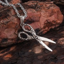 İdol Avm Desenli Makas Berber Terzi Erkek Kolye Çelik Takı Aksesuar K24 T5