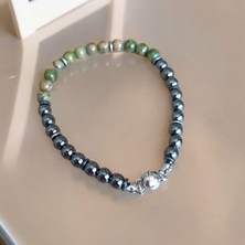 Mga Doğaltaş Unakit Taşı Hematit Taşı Bileklik Mıknatıslı Klips Tak Çıkar Bileklik Çelik Tel Kapama