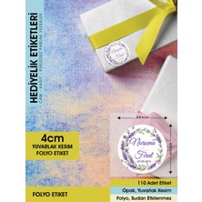 Letbil Reklam Sulu Boya Lavanta Çiçeği Modeli Düğün, Hediyelik Etiketi 4cm - 110 Adet Folyo Sticker