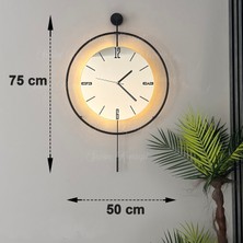 Sevinç Konsept Led'li Aynalı Tiktok 50 x 75 cm Siyah Orta Boy Modern Dekoratif Metal Duvar Saati