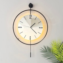 Sevinç Konsept Led'li Aynalı Tiktok 50 x 75 cm Siyah Orta Boy Modern Dekoratif Metal Duvar Saati