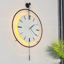 Sevinç Konsept Led'li Aynalı Tiktok 50 x 75 cm Siyah Orta Boy Modern Dekoratif Metal Duvar Saati