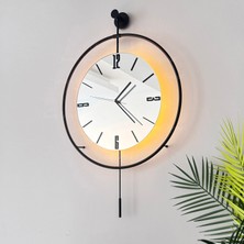 Sevinç Konsept Led'li Aynalı Tiktok 50 x 75 cm Siyah Orta Boy Modern Dekoratif Metal Duvar Saati