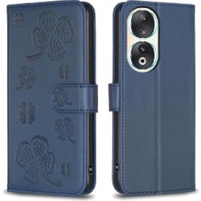 Colorful Shop Onur Için Flip Case 90 5g Pu Deri Yonca Çiçek Kart Yuvaları Tutucu (Yurt Dışından)