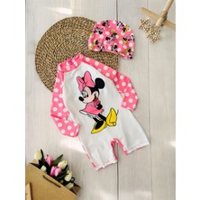 Miniğimin Cicileri Puantiyeli Mnn Boneli Kız çocuk mayo - Pembe