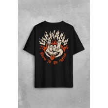 Kendim Seçtim Born To Be Wild Rock And Roll Music Müzik Sırt Ön Baskılı Oversize Tişört Unisex T-Shirt