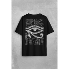 Kendim Seçtim The Eye Of Ra Antik Mısır Ra'ın Gözü Baskılı Unisex Oversize Siyah Tişört