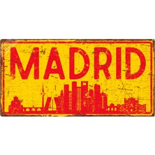 Hayg Equipment Madrid Silüetli Dekoratif Alüminyum Tabela - Madrid Manzaralı Duvar Dekoru Levha - 10CMX20CM
