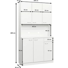 Aden Home Kitaplık, Mutfak Dolabı, Beyaz Çok Amaçlı Dolap, %100 Mdf Dolap, Kiler Erzak Dolabı