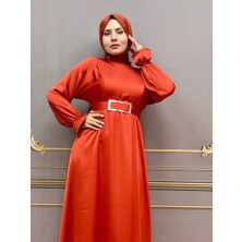 By Coolest Butik 8051 Yarasa Kol Kemerli Krep Saten Abiye