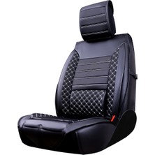 Startcar 
Seat Leon Uyumlu Deri Oto Koltuk Kılıfı Ön Arka Set Siyah Beyaz Atlas Model Sc