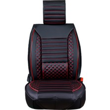 Startcar 
Seat Leon Uyumlu Deri Oto Koltuk Kılıfı Ön Arka Set Siyah Kırmızı Atlas Model Sc