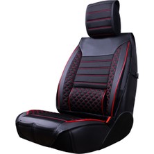 Startcar 
Seat Leon Uyumlu Deri Oto Koltuk Kılıfı Ön Arka Set Siyah Kırmızı Atlas Model Sc