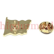 Hiçdurmaal Dalgalı Azerbaycan Bayrağı Tasarımlı Gold Renk Metal Rozet 1 Paket 6'lı