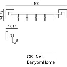 Çelik Banyo KU10-058.4 Mat Siyah Paslanmaz Pirinç Kumru 5'li Askılık Havluluk Banyo Askısı