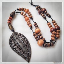 Z Jewelry Art Kanga - El Yapımı Etnik Otantik Bohem Kadın Erkek Unisex Yaprak Kolye