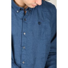 ShopINN Mıll Brook Linen Shirt Erkek Lacivert Gömlek - TB0A2DC3