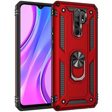 Techno Guru Redmi 9 Çift Katmanlı ve Yüzüklü Tam Koruma Vega Premium Kılıf