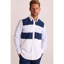 Ysf Erkek Lacivert Regular Fit Desenli Pamuk Gömlek