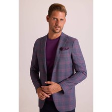 Ysf Erkek Mürdüm Ekose Keten Spor Ceket