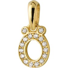 goldkupe 14 Ayar Altın Ö Harfi Taşlı Kolye Ucu 0,50 gr