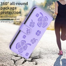 Bdt Shop Samsung Galaxy A24 4g Için Flip Case Cüzdan Pu Deri Çok Renkli Yonca (Yurt Dışından)