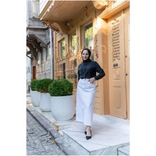 Vellichor Haki Tesettür Etek %100 Pamuk Doğal Kumaş 90 cm Uzunluk 76 cm Bel Ölçüsü