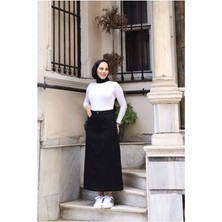 Vellichor Haki Renkli Tesettür Etek %100 Pamuk Doğal Kumaş 90 cm Uzunluk 76 cm Bel