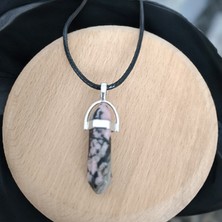 Mga Doğaltaş Rodonit Doğal Taş Kolye Çivi Kesim Kolye Doğal Taş Kolye