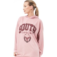 Go Veform Kapüşonlu Oversize Kadın Sweatshirt Gül Kurusu ZN5029