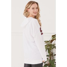 Go Veform Kapüşonlu Oversize Kadın Sweatshirt Beyaz ZN5029