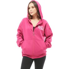 Go Veform Kanguru Cep Fermuarlı Kadın Sweatshirt Fuşya ZN5025