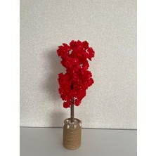 Özcan Flowers 15x20 Hasır Saksıda 70 Cm Kırmızı Bahardalı , Yapay Ağaç