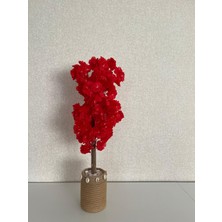 Özcan Flowers 15x20 Hasır Saksıda 70 Cm Kırmızı Bahardalı , Yapay Ağaç