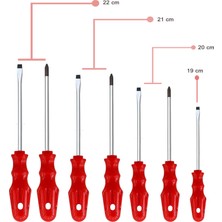 Keneth 7 Adet Uzun Boy Çelik Tornavida Seti (3 Yıldız, 4 Düz)