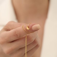 Nox Jewelry 14 Ayar Altın Mikron Kaplama Minimal Ay Gümüş Kolye - CN00291