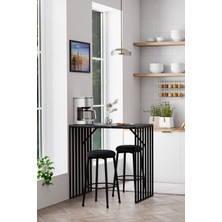 Prag Bar Taburesi , Mutfak Taburesi, Balkon, Bahçe Taburesi, Sandalyesi - Siyah Kumaş