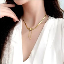 Asya Jewellery Paslanmaz Çelik Paslanmaz Çelik Kelebekli Italyan Ezme Yassı Zincir Kelebek Kolye ve Kelebek Küpe T