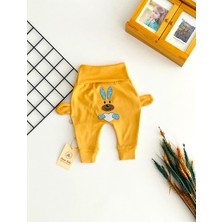 Derin Bebe Neşeli Bebekler Kulaklı Baskılı Mevsimlik Kumaş Tek Alt Sarı