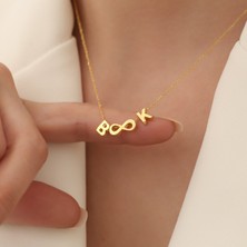 Nox Jewelry 14 Ayar Altın Mikron Kaplama Harf & Sonsuzluk Gümüş Kolye - CN00292