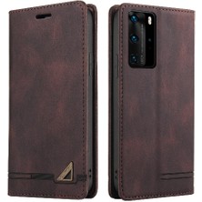 Mellow Shop Huawei P40 Pro Premium Deri Iki Kart Yuvaları Kickstand Premium (Yurt Dışından)