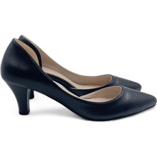 Melen Shoes Glister Siyah Rahat Klasik Kadın Topuklu Ayakkabı