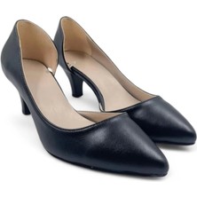 Melen Shoes Glister Siyah Rahat Klasik Kadın Topuklu Ayakkabı