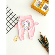 Derin Bebe Neşeli Bebekler Kulaklı Baskılı Mevsimlik Kumaş Tek Alt Pembe