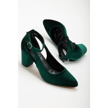 Shemard Hero Topuklu Haki Kadife Kadın Ayakkabı