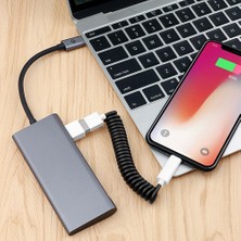 Seashell Digital 3'ü 1 Arada Lightning + Mikro USB + Type C Teleskopik Yaylı Bobin USB Şarj Veri Kablosu (Yurt Dışından)