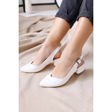 Shemard Valentina Topuklu Beyaz Cilt Ayakkabı