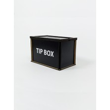 Kumi Ahşap Siyah Tip Box Kumbara ve Bahşiş Kutusu Tipbox