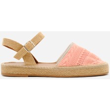 Kadın Pembe Önü Kapalı Bilekten Bağlamaı Hasır Triko Sandalet